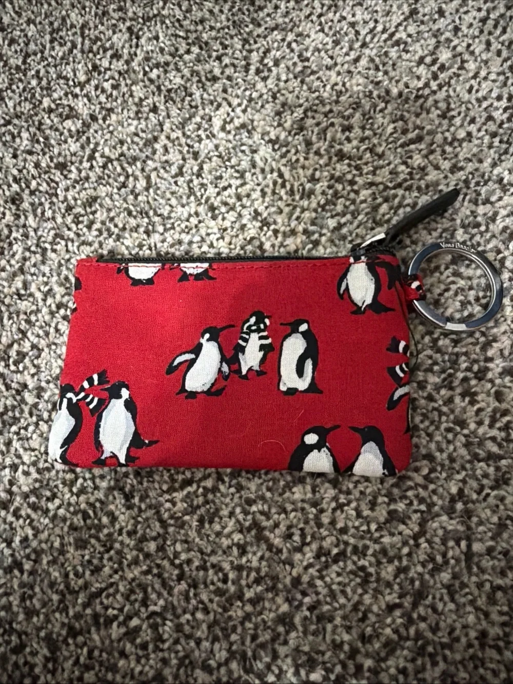 Vera Bradley Red Penguin ID Card Holder Keyring